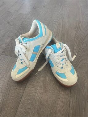 Vintage Diesel Y2K Suede Mesh Sneakers – Turquoise/Cream